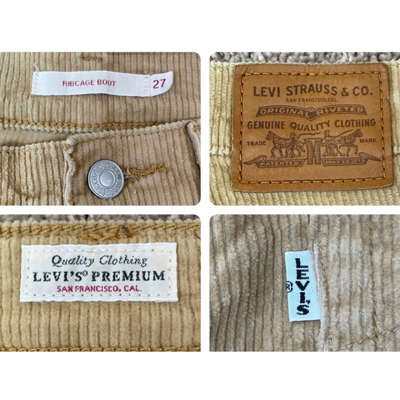 Levi's Premium Ribcage Boot Corduroy Flared Bootcut Pants in Iced Coffee Size 27 - Picture 9 of 16